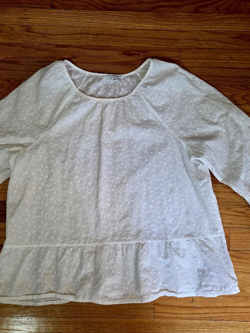 NorthStyle White Eyelet Peplum Blouse